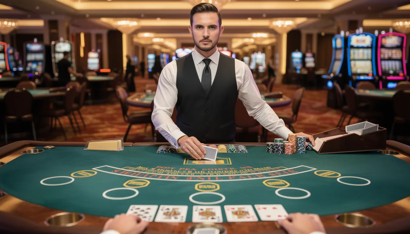 Live dealer in casino-opstelling, passend bij de live casino ervaring van JACKS voor Nederlandse spelers.